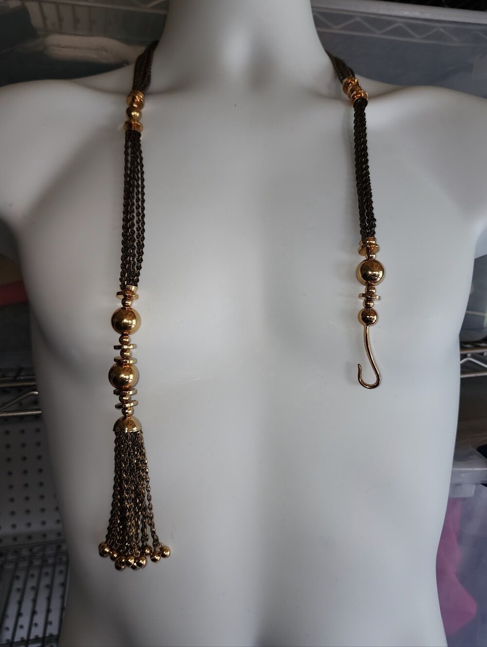 Stella & Dot Bianca Tassel Lariat Necklace in a Two-tone Gold & Bronze Finish. - Picture 6 of 11